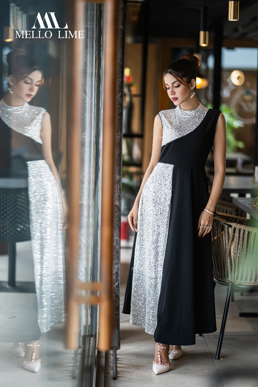 Black & White Sequin Dress