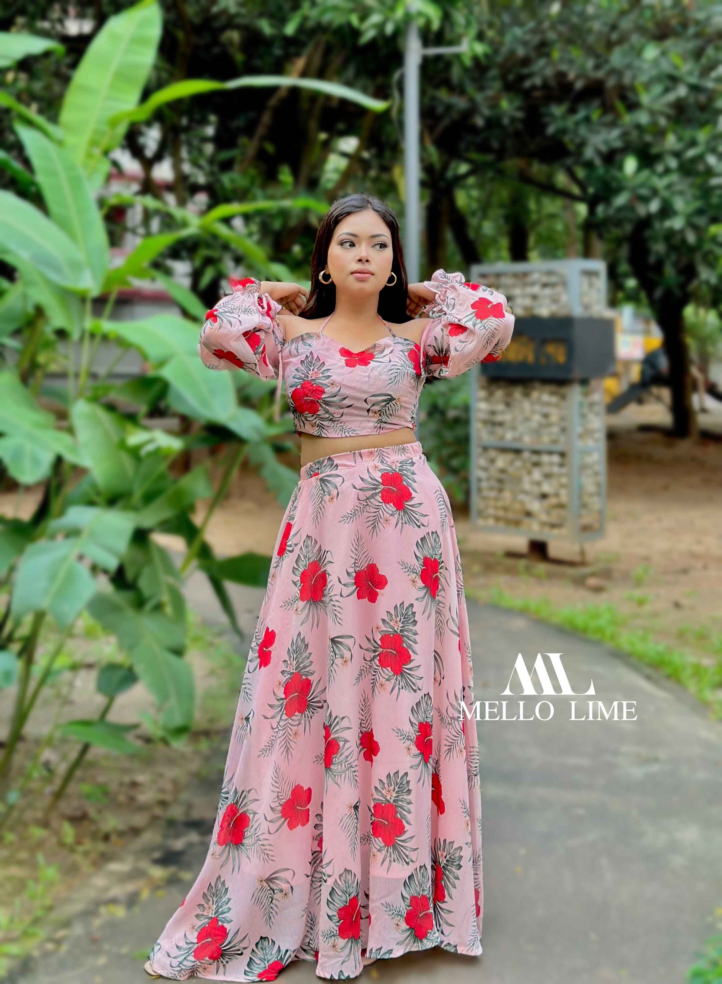 Floral Top Skirt Set