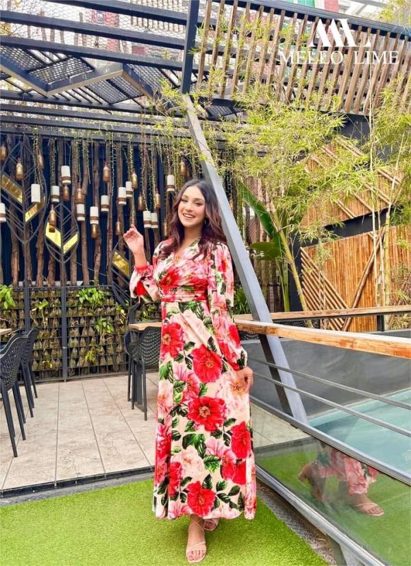 Long Sleeves Floral Printed Midi Dress